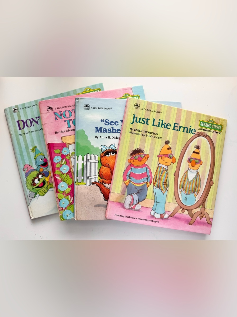 Vintage Sesame Street Kids Board Books - Pink, Yellow, Blue, Green